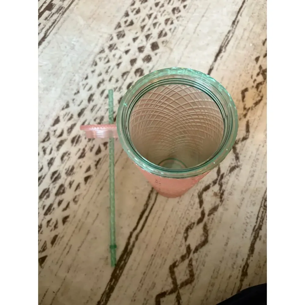 2023 STARBUCKS Summer Jeweled Pearl Pink Green Venti 24oz Cold Cup Tumbler